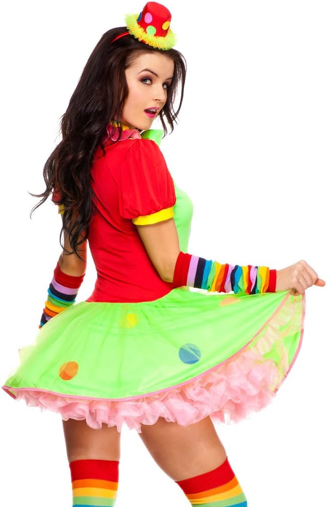 4 PC. Ladies Big Top Babe Clown Dress Costume