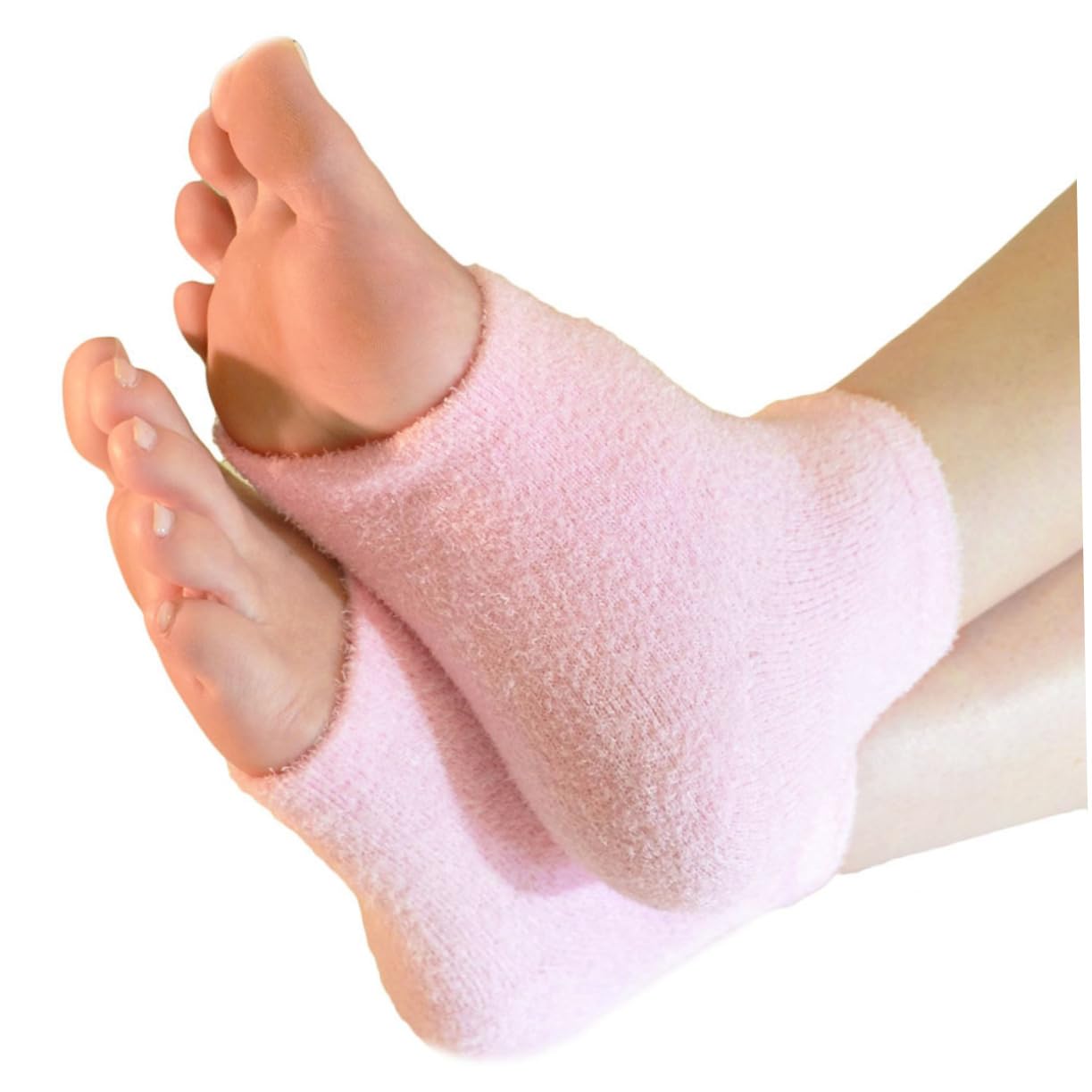 Healeved Moisturizing Toeless Heel Socks Vented Toeless Gel Socks for Dry Hard Skin Enriched Recovery Socks Pink