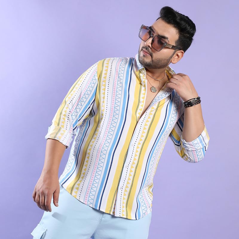 Image of Instafab Plus Men's Shirt for Casual Wear | Spread Collar | Button Closure | Plus-Size Fit | Short Sleeve | Cotton Shirt Crafted with Comfort Fit for Everyday Wear