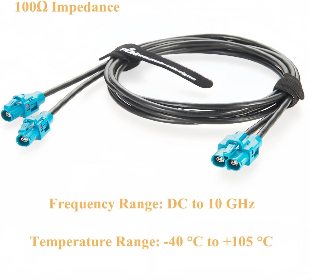 Original Rosenberger E6K10B-1CAZ5-Z to E6K10A-1CAZ5-Z H-MTD Automotive Ethernet Cable Assembly 10Gbps H-MTD Dual Cavity to Single Cavity Harness GG 2Speed 251 for ADAS, Autonomous Driving(1M/3.28FT)