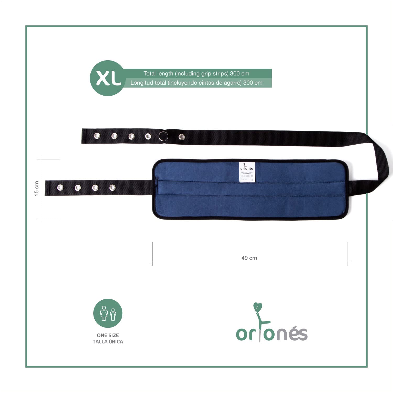 Cinturón de Sujeción Abdominal con Cierre Magnético para Silla de Ruedas, Silla Geriátrica o Sillón | Extralargo: 300 cm | Acolchado | Arnés para Silla de Ruedas Ancianos | Talla Única