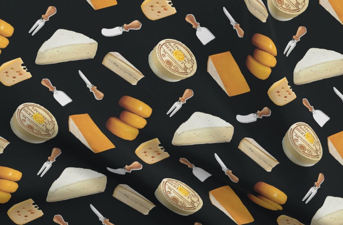 Spoonflower Fabric - French Cheese Paris Food Picnic Party Wine Printed on Petal Signature Cotton Fabric Fat Quarter - Sewing Quilting Apparel Crafts Decor