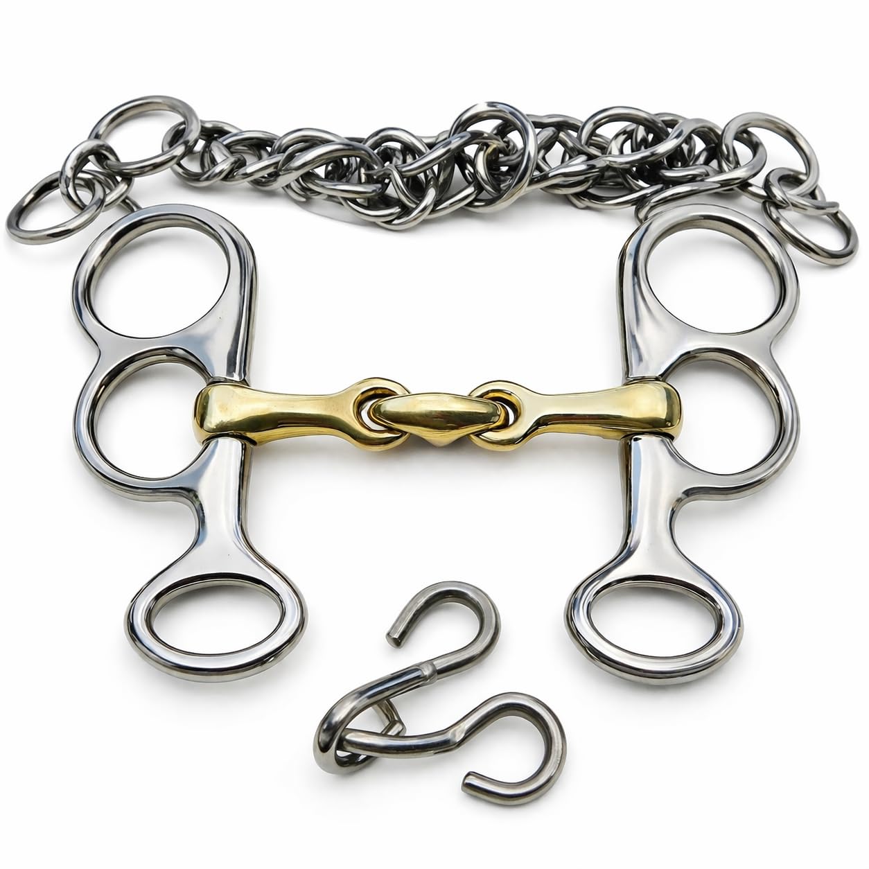 Tysons Breeches Pelham Postkandare Fahrgebiss mit Kinnkette 7,0-12,5 Minipony Shetty Pony