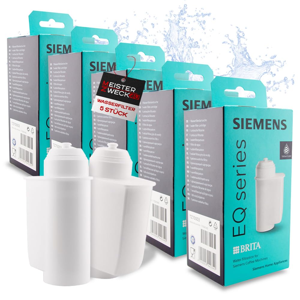 5x Wasserfilter TZ70003, kompatibel mit Siemens Kaffeevollautomat Kaffeefilter EQ-Serie Supresso Einbauvollautomaten - Brita Intenza Filterpatrone für Kalkschutz, Geschmacksverbesserung