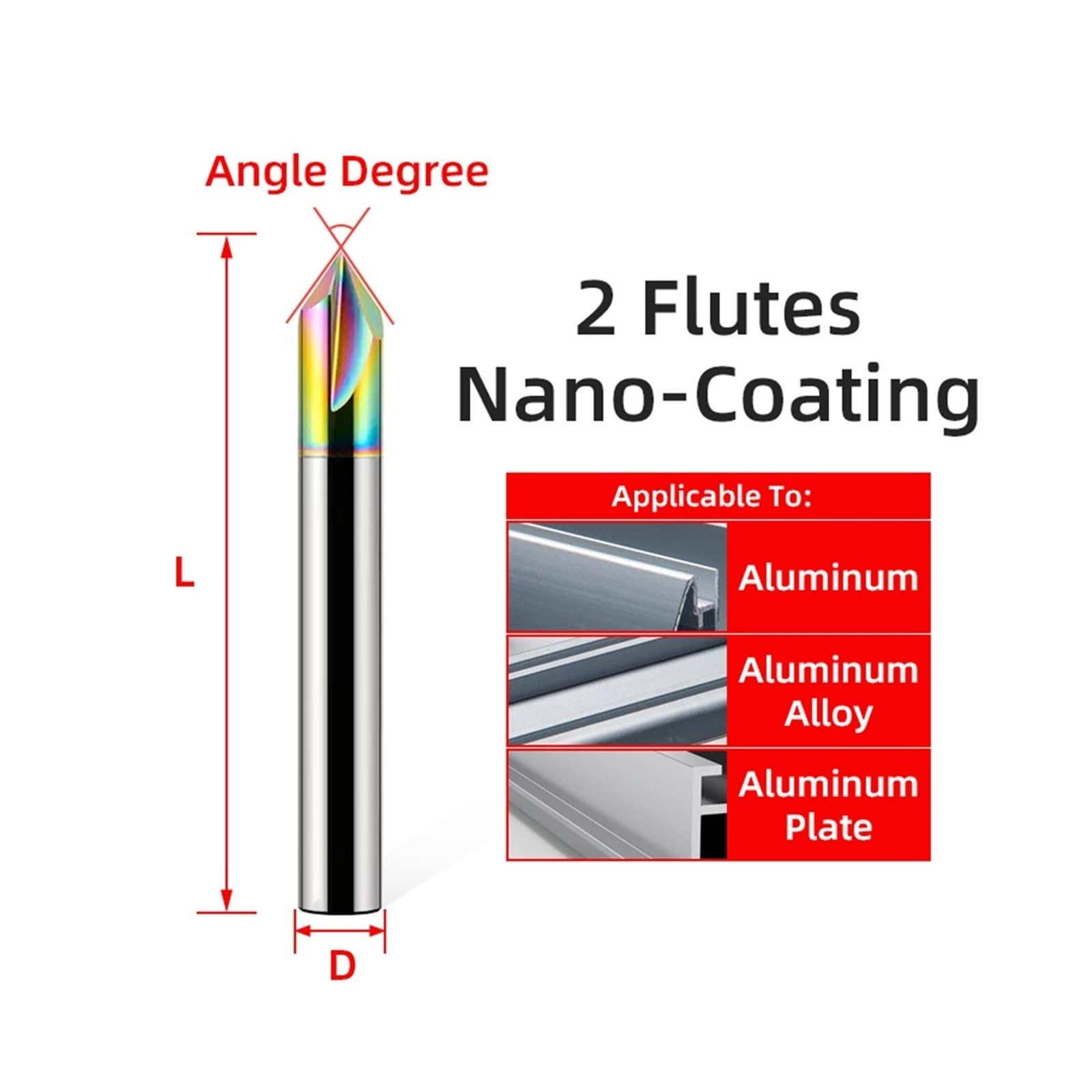 1 fresa de chaflán de carburo. | 60 90 120° Cortador CNC de acero de tungsteno 2 flautas Molino de chaflán Cortador de metal(120 degree,D20x100L)