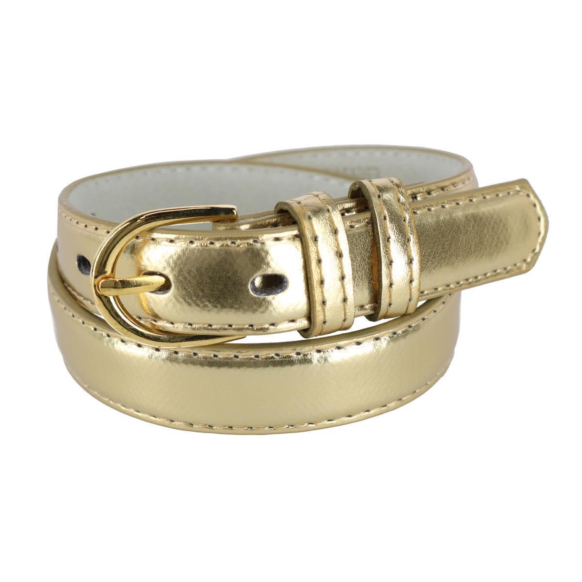 CTM Kid's Leather 25 mm Basic Dress Belt, Xlarge, Gold