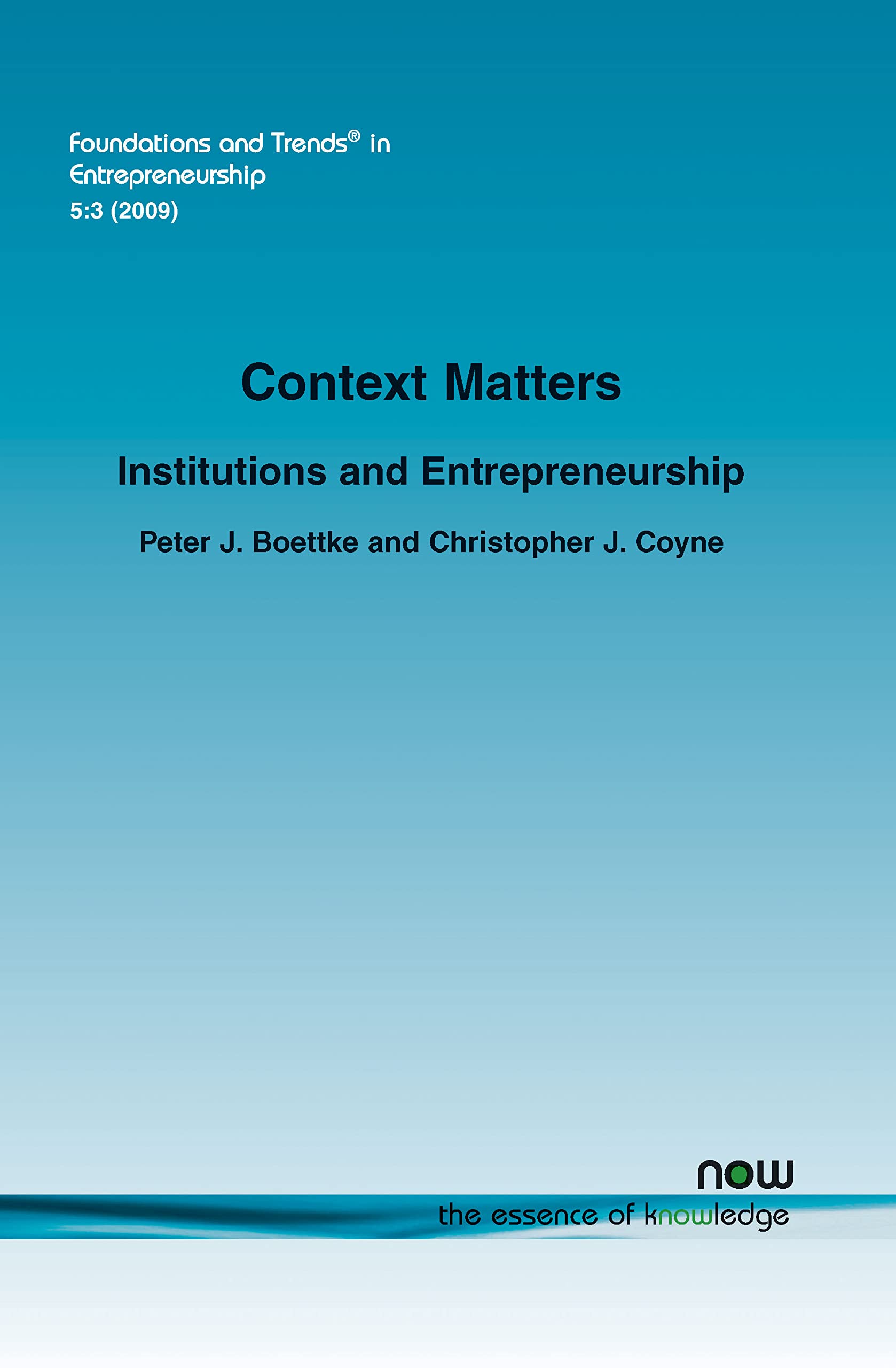 Buy Context Matters: Institutions and Entrepreneurship (Foundations and Trends® in Entrepreneurship) — BookShops.in