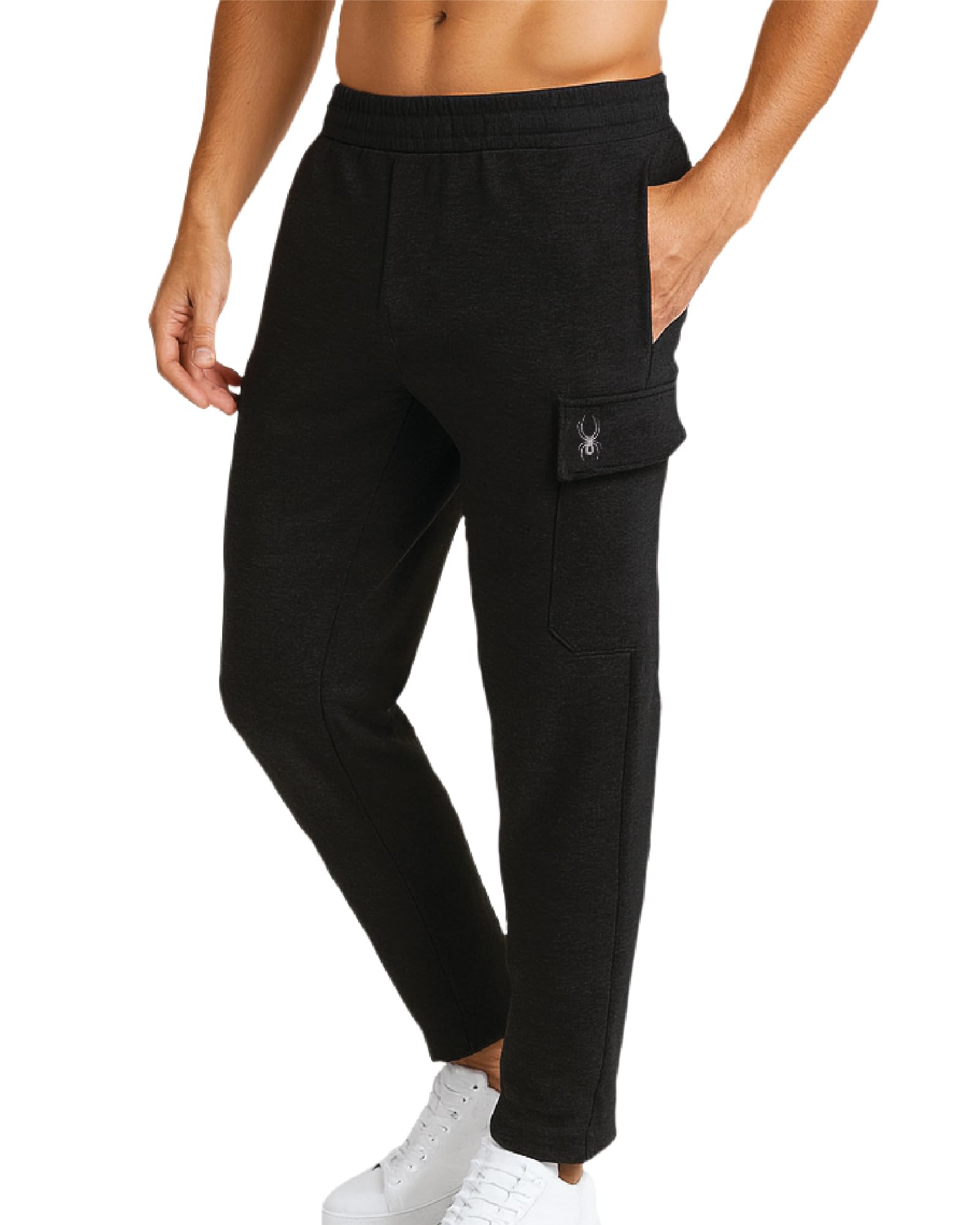 Spyder Men's Black Fleece Cargo Sweatpants - Soft Stretch Athletic Joggers With Inner Drawcord Ribbed Waistband (Sizes: S-Xxl), Small