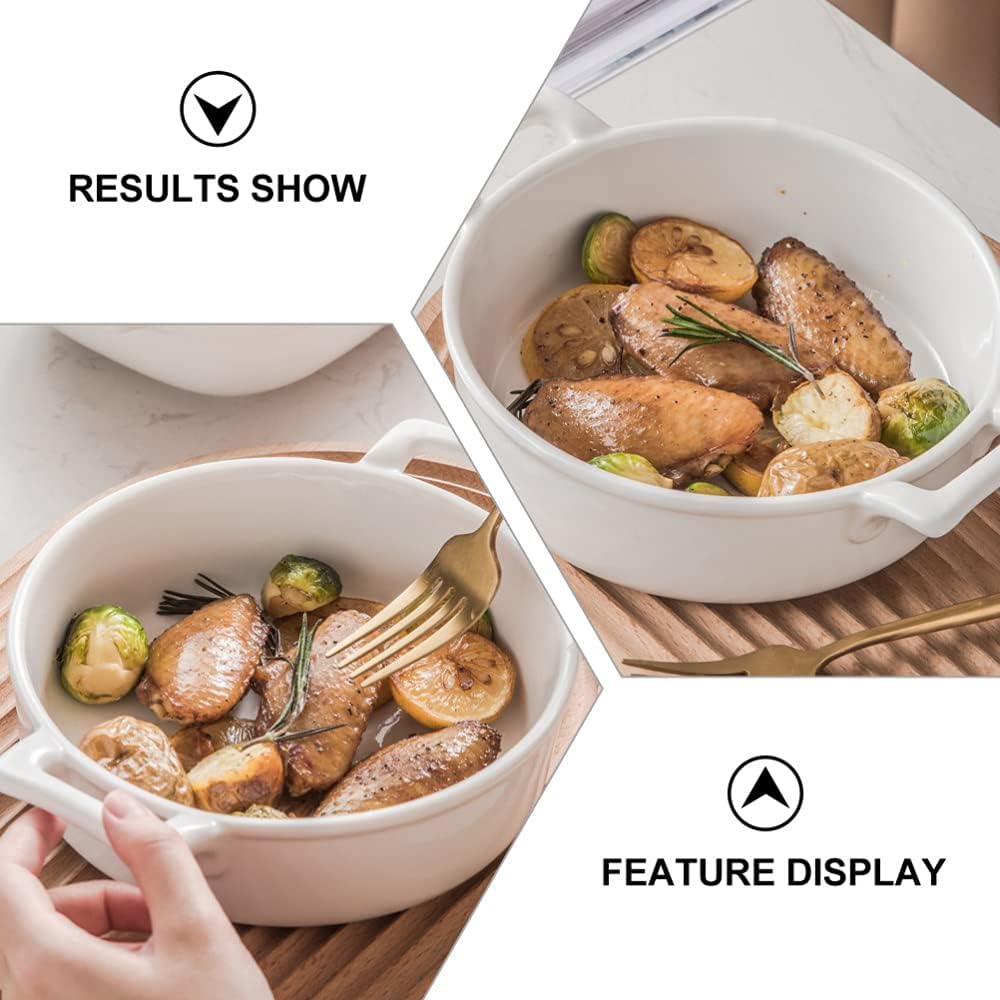 GeRRiT Soup Bowls Kitchen Soup Bowl Ceramic Large Instant Noodle Bowl with Handles White Cereal Bowls