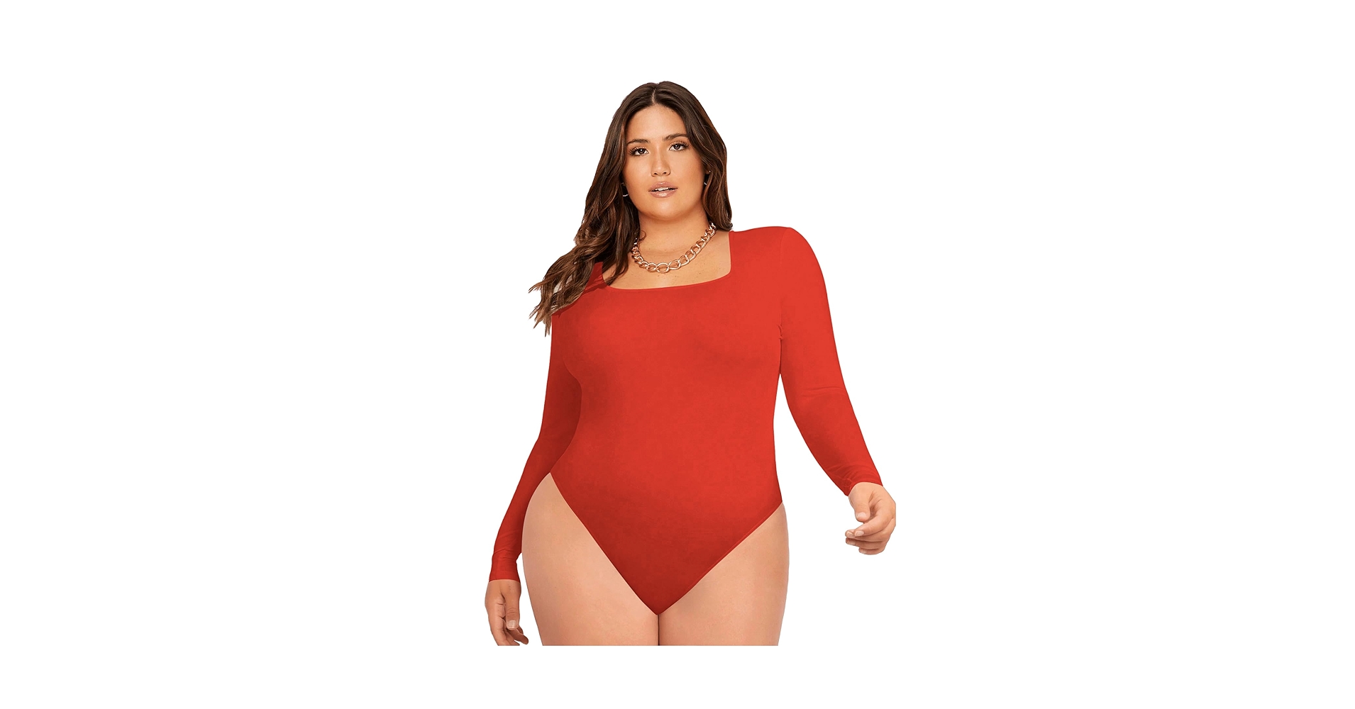 新品未使用　soyy. My Suits SOLY HUX Womens Plus Size Long Sleeve Bodysuit Square Neck