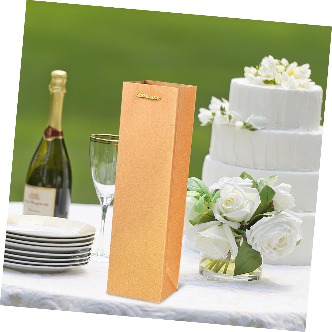 VALICLUD 9 Stück Weinflaschen-Taschen, Kraftpapier, Wein-Geschenktüten, Einzelhandelsbeutel für Party, Hochzeit, Einweihungsfeier, Geburtstag, Jahrestag, rot