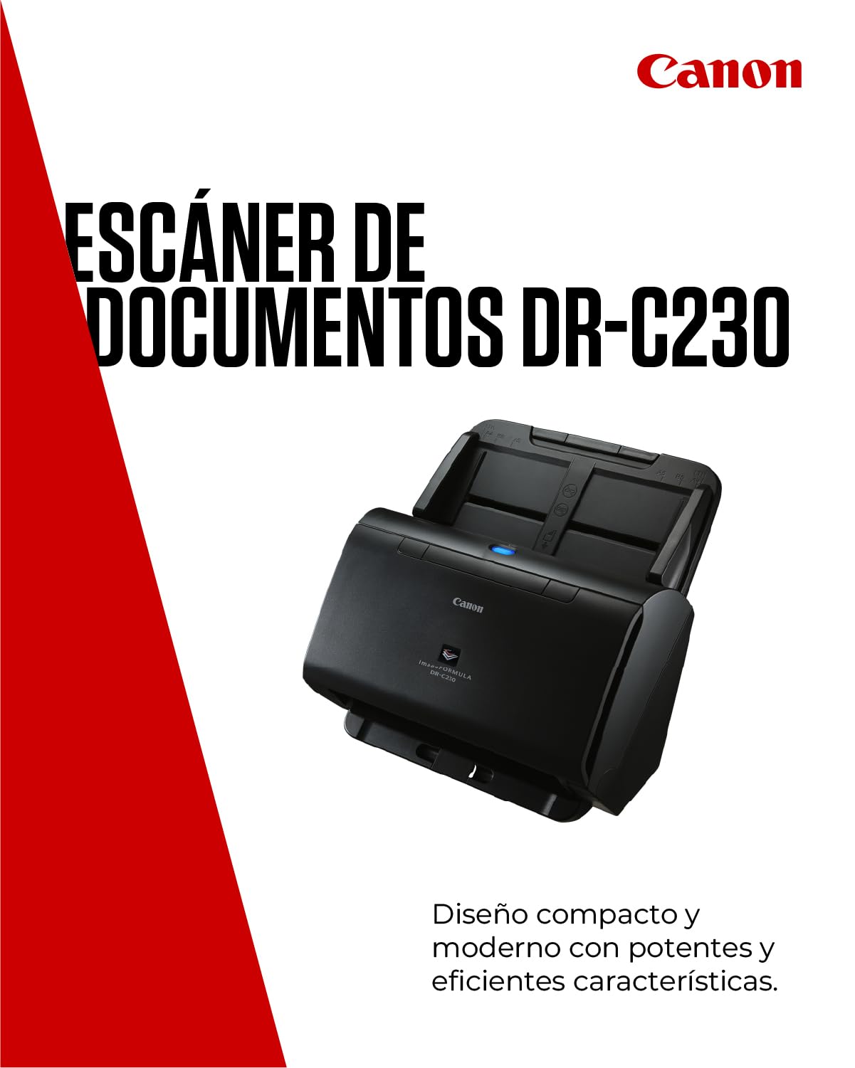 Canon imageFORMULA DR-C230 Escáner de Documentos | Escaneo a Doble Cara con USB en hogar y Oficina | Alimentador automático de 60 Hojas | hasta 30 pág por min | Incluye Software Canon CaptureOnTouch