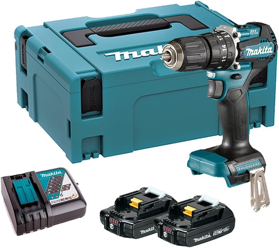 Makita taladro percutor inalÁmbrico 18 voltios dhp487raj aluminium petrolio