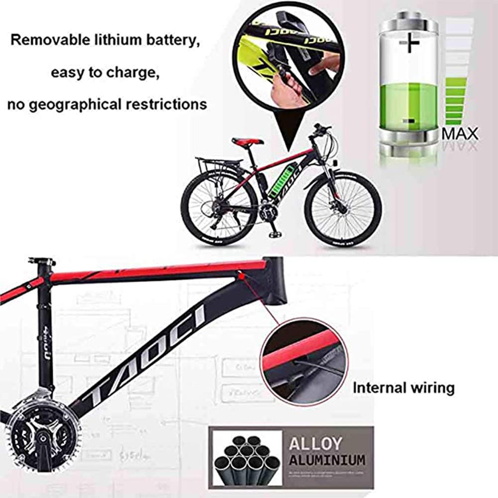 Bicicleta eléctrica de montaña para Adultos de 26 Pulgadas, Bicicleta eléctrica para Hombre, Bicicleta de aleación de magnesio con batería extraíble de 36 V 240 W 13 Ah, para Ciclismo al Air
