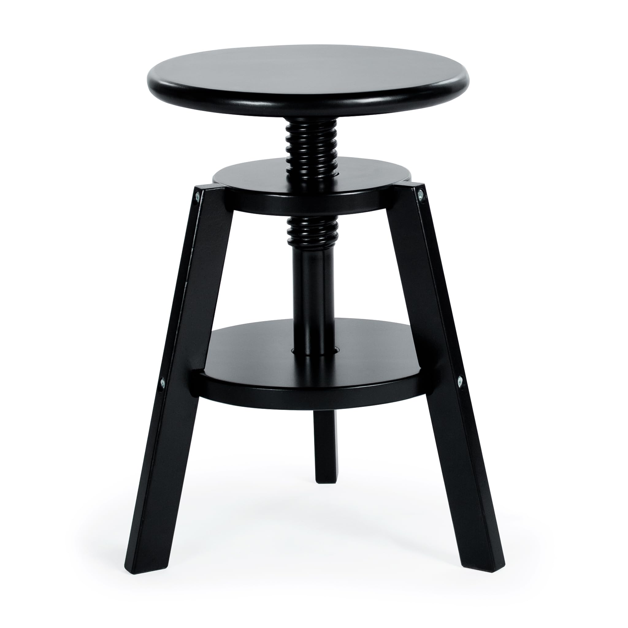 Guidecraft Adjustable Drafting Wooden Stool-Black: Drafting Chair for Kids, 16”-18” Inch Swivel Stool for Kids' Art Studio Furniture | Adjustable Height Chair for Drawing, Painting, and Crafting