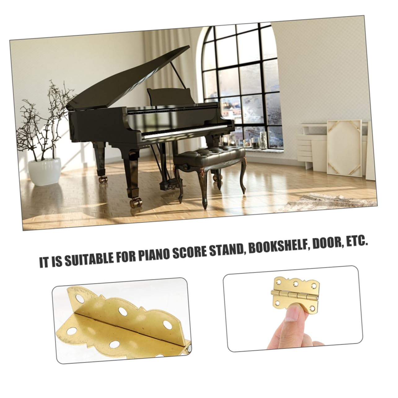 jojofuny 12piezas Bisagras Para Piano De Plegables Para Cajas De Madera y Manualidades Orificios Pre-perforados Para Instalación