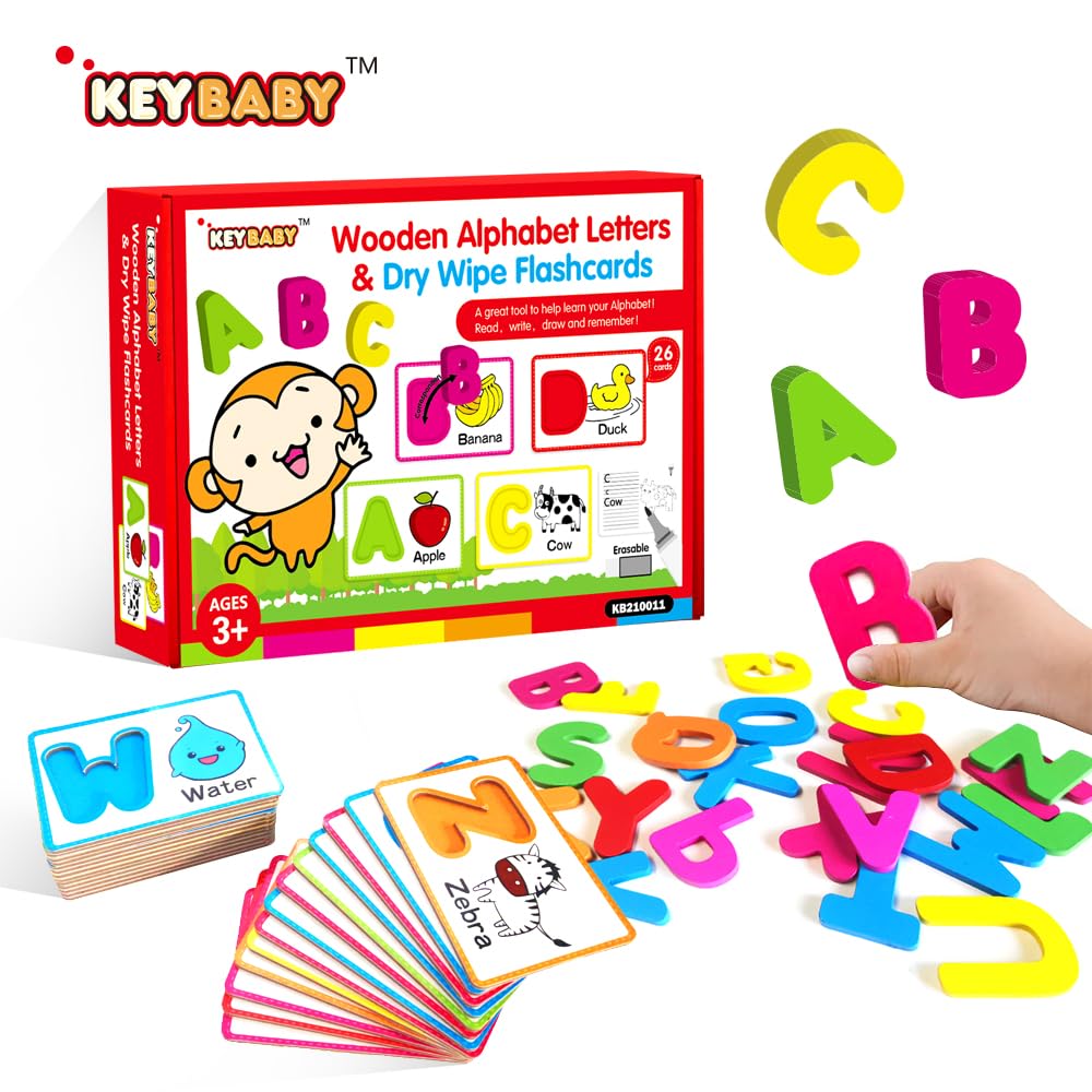 Wooden Alphabet letters and flash cards