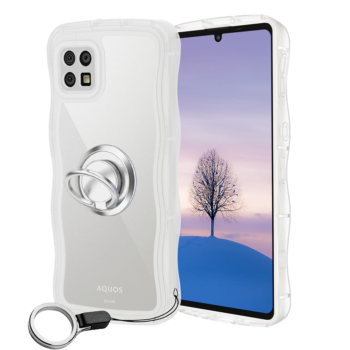 Amazon.co.jp: AQUOS sense6 sense6s ケース クリア ウェーブ リング