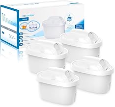 HOUQUA Brita Cartridge, Replacement Filter Cartridge for Water Purification Pot, Compatible with New and Old Ports, Ion Exchange Resin, Instruction Manual Included, Set of 4