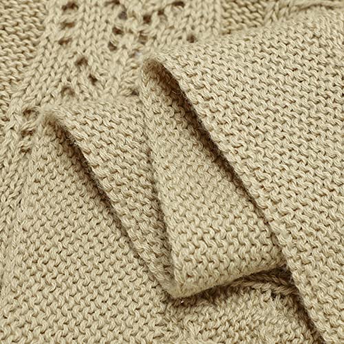 Lawkul Knit Baby Blanket Buff Receiving Blankets Crochet Safe Neutral Nursery Blanket For Newborn Boy Girls Size 40X30 Inches #TOP6