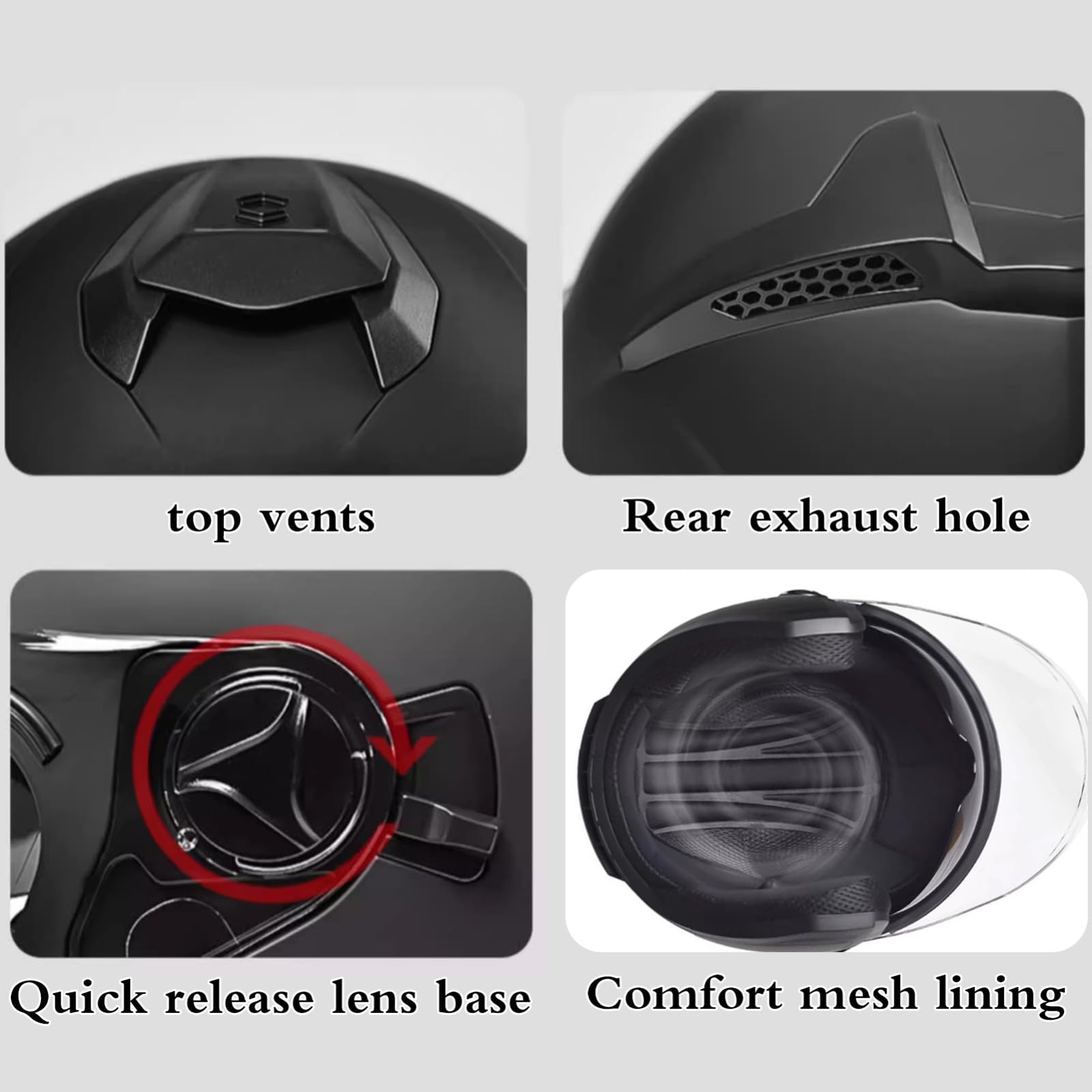 Bluetooth Jethelm Motorfiets Open Gezicht 3/4 Helm, Vintage Volwassen Unisex Jethelm, Retro Crash Halve Helm Met Dubbel Vizier, ECE Gecertificeerd J,M(57-58cm
