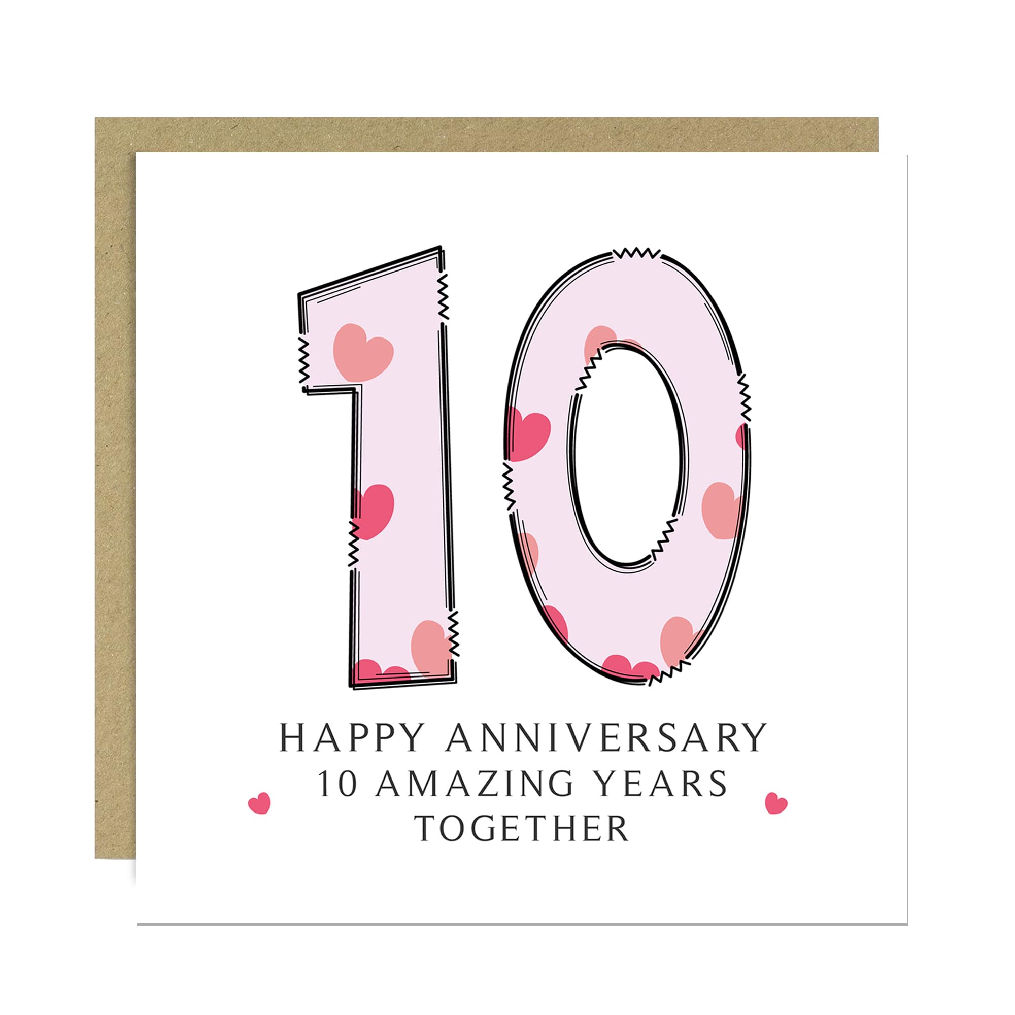 RED OCEAN Wedding Anniversary Card With Envelope Included 1st 2nd 3rd 4th 5th 10th 20th 30th 40th 50th Anniversary Cards For Husband Wife Couple Boyfriend Girlfriend (10th Anniversary Card)