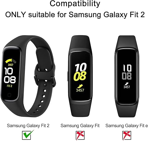 Miniatura 2 de Wanme Correas de repuesto para Samsung Galaxy Fit 2 Band para mujeres y hombres, paquete de 3 correas deportivas de silicona compatibles con Samsung