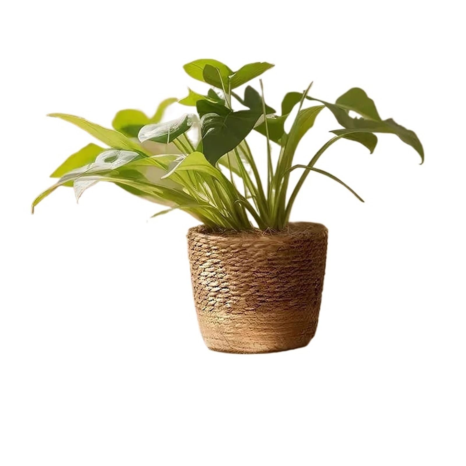 Luoaxinn One Color Woven Straw Flower Pot 1Pc Straw Weaving Flower Plant Pot Wicker Basket Rattan Flowerpot Storage Garden Handmade Woven Planter