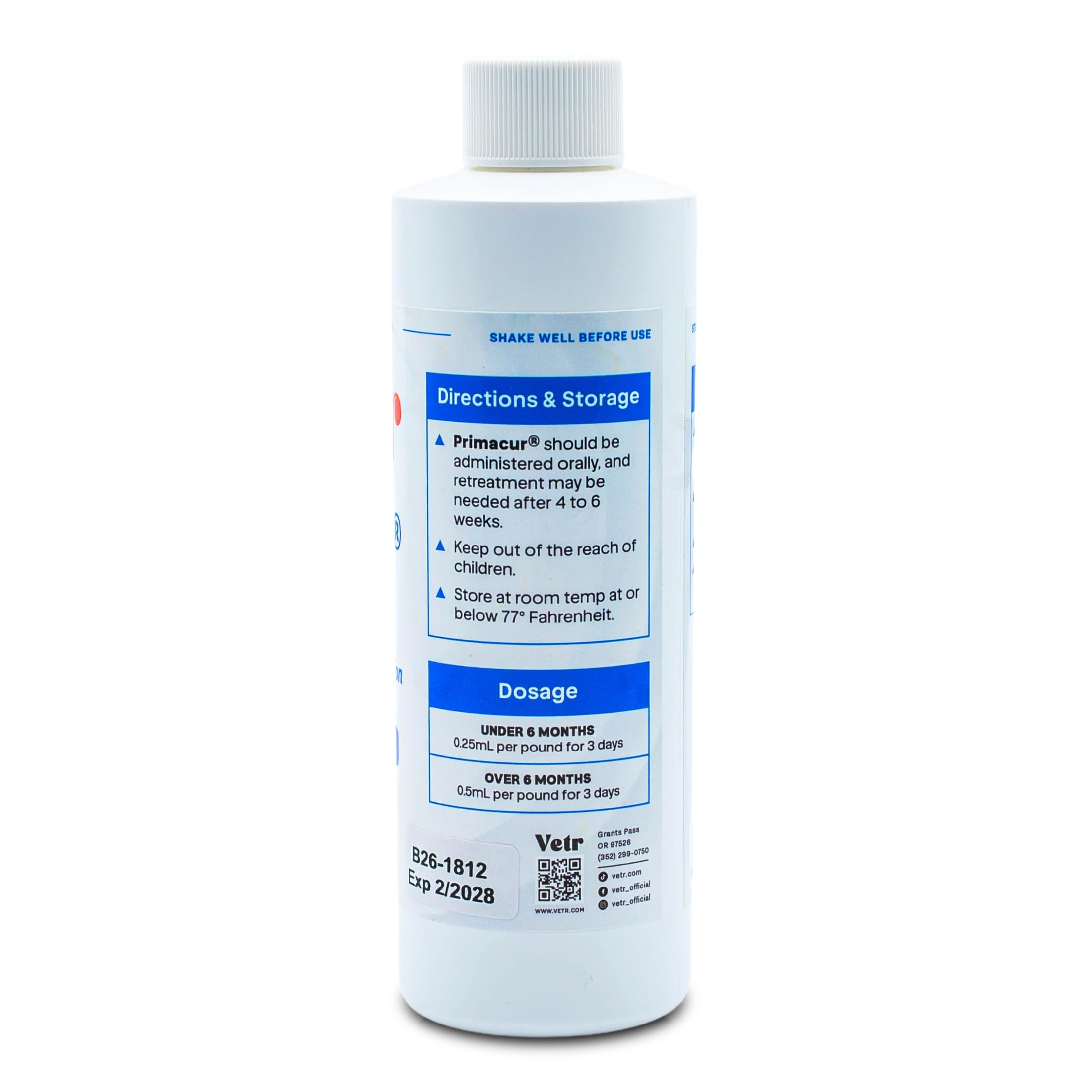 Vetr Primacur Breitspektrum-Mundfederungsformel, 10 % Mundfederung, für Hunde und Katzen, 240 ml, Speckgeschmack