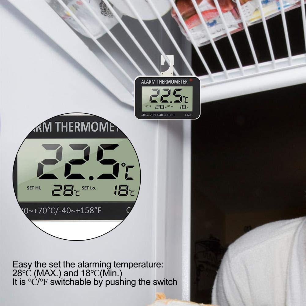 MVUYO Termometro ambiente digitale for congelatore frigorifero, funzionamento semplice senza fronzoli, bianco