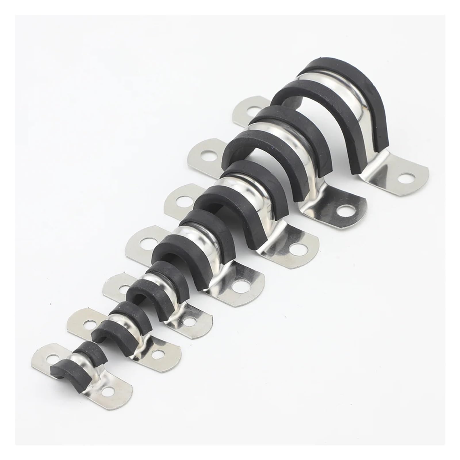 30 PCS Rubber Lined P Clips,Stainless Steel R Shape Hose Claps In 5