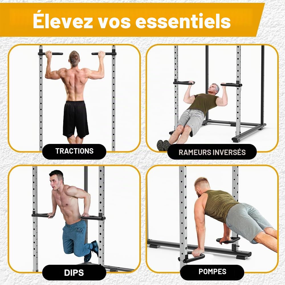 Fixation pour barre de dips pour rack de squat, lot de 2 poignées étroites et larges pour dips, rangées inversées, pompes, tractions australiennes
