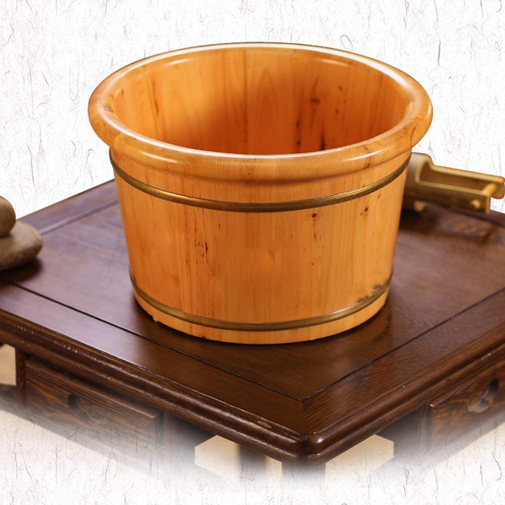 Cilindro per pediluvio in cedro, barilotto per pediluvio con coperchio, piccolo barilotto di legno per pediluvio, barilotto per pediluvio femminile secchio per la salute domestica in legno 26 cm (Log