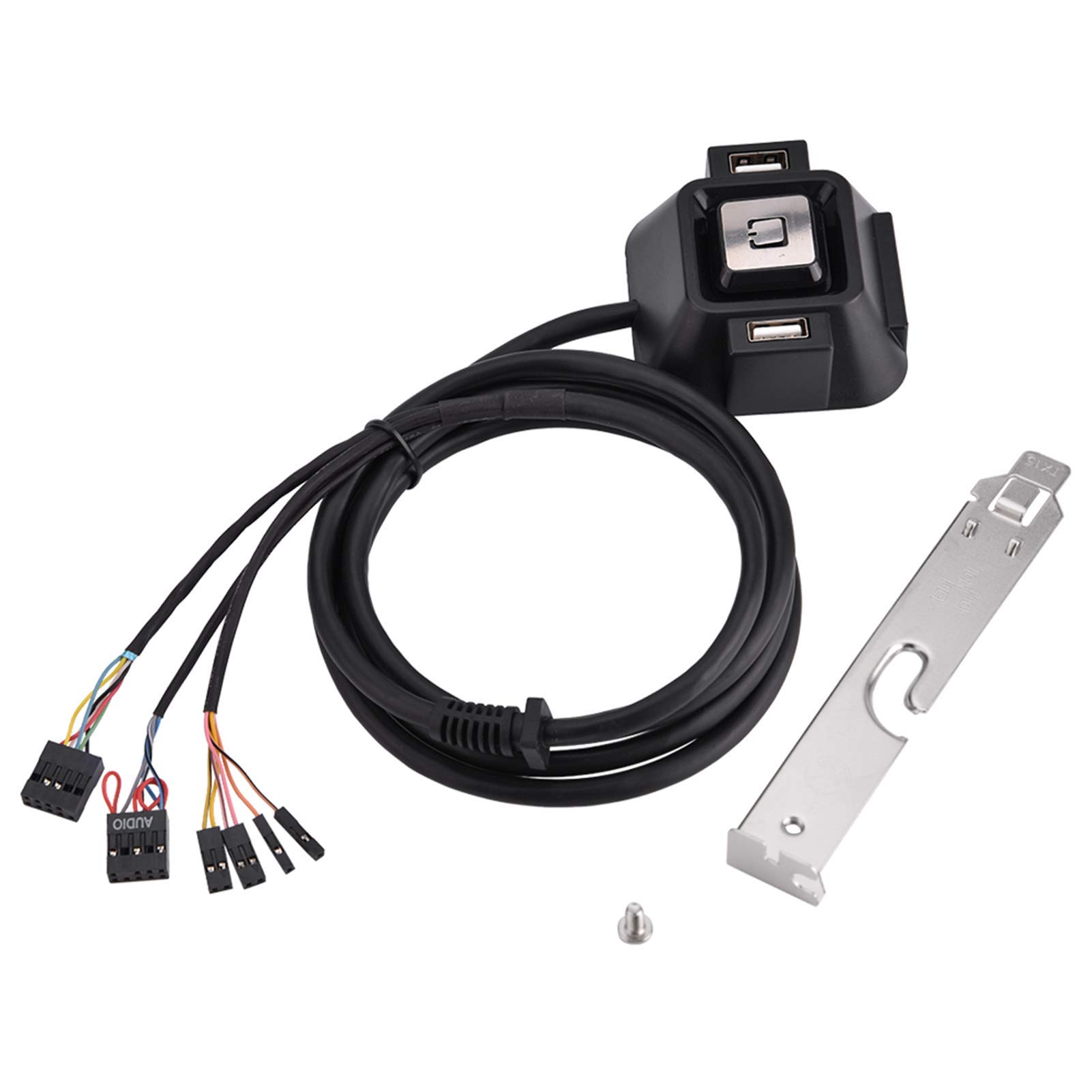 Excefore Desktop Computer Power Switch Power Supply Cable, Dual USB Port Power Reset Button with Audio and Microphone Port Power Button Extension Cable 47.24inch Length for Desktop PC Case