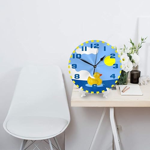 Miniatura 3 de Reloj de pared redondo sin tictac, silencioso a pilas, 10 pulgadas, decoración del hogar de patito de goma para sala de estar, cocina, dormitorio y