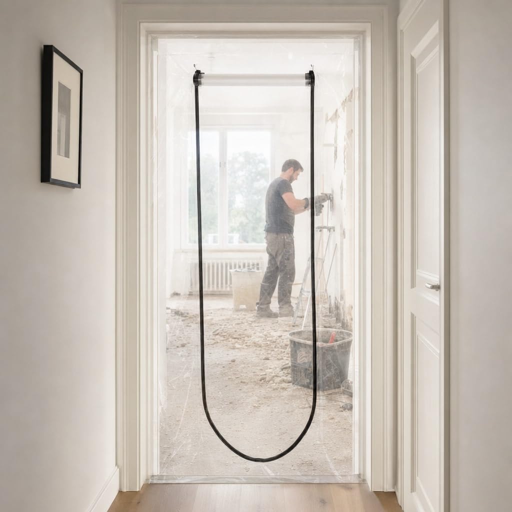 ECOMMERC3 | 2x Staubschutztür mit Reißverschluss 220 x 120 cm - Bautür Transparent für Renovierung und Baustelle - Einfache Montage mit Klebeband