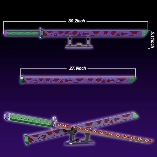 Miniatura 3 de Kokushibo - Juego de bloques de construcción de espada de anime para cosplay con vaina y soporte, kit de construcción de espada samurái Katana para