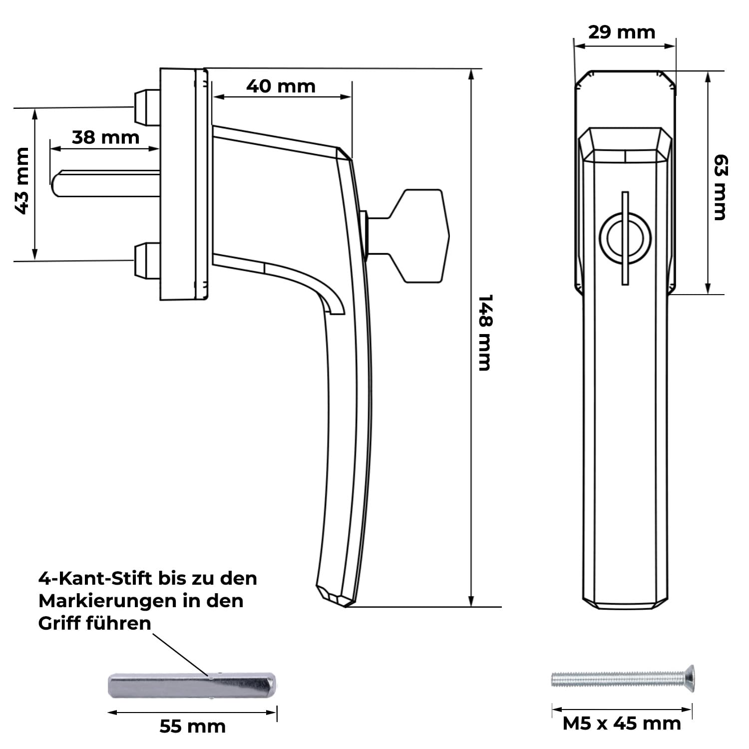 Stahlia Abschließbare Fenstergriffe Aluminium (8 Stück) Weiß ergonomisch Druckknöpfe Balkontürgriff Fenstersicherung Fensterbeschläge Fensterschloss