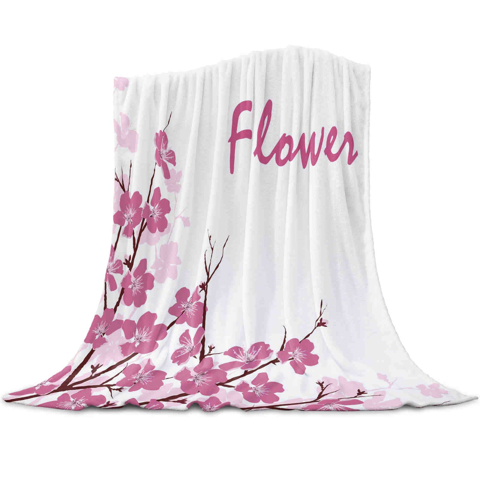 Coperte 3d Fiori di ciliegio Rosa Farfalla Albero Fiore Coperta calda Riposo per ufficio Divano Divano Copripiumino Lenzuolo Copriletto per la casa degli studenti