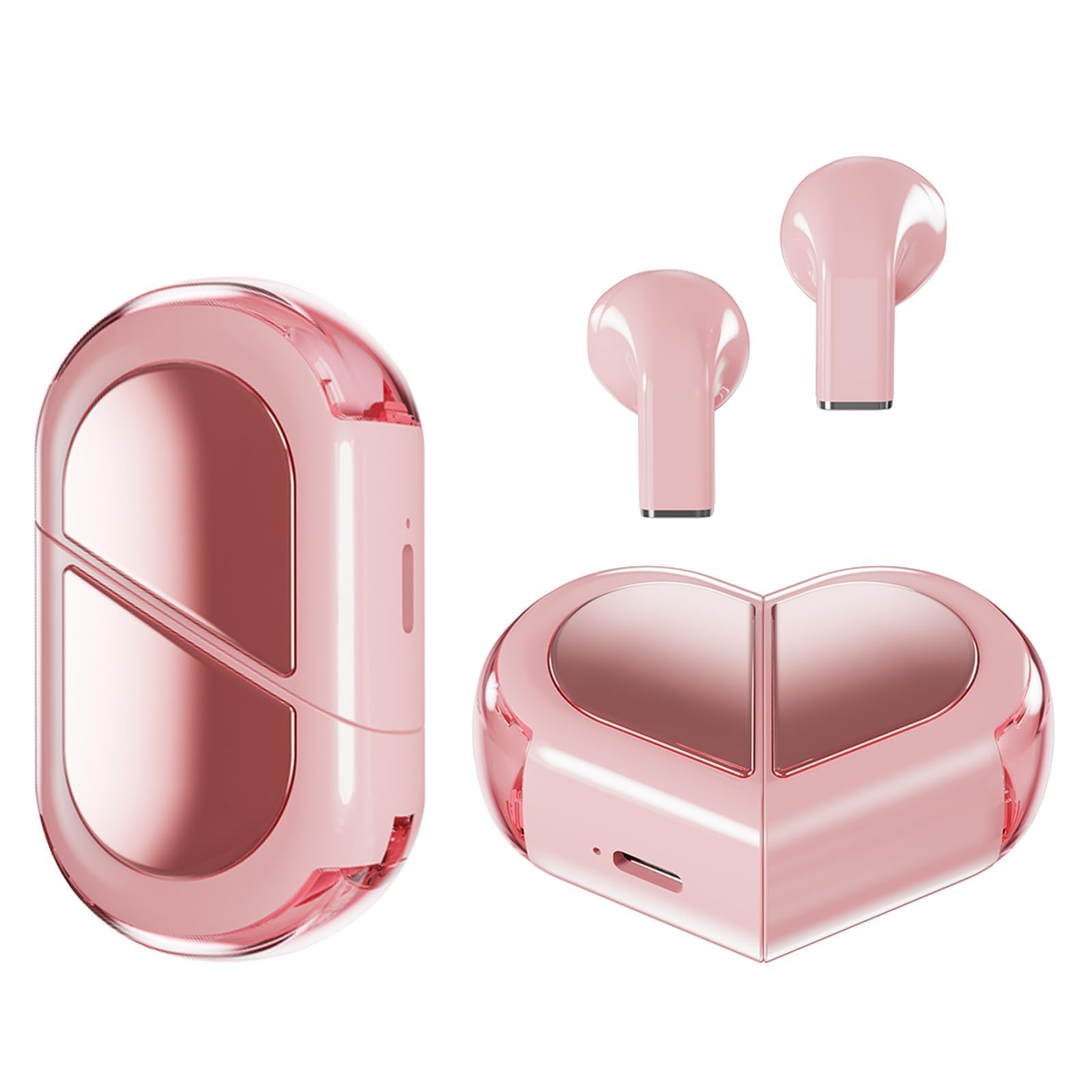 Ttbesmi Pink Heart Wireless Earbuds for Girls Kids, Cute Ttbesmi Pink Heart Wireless Earbuds for Girls Kids, Cute
