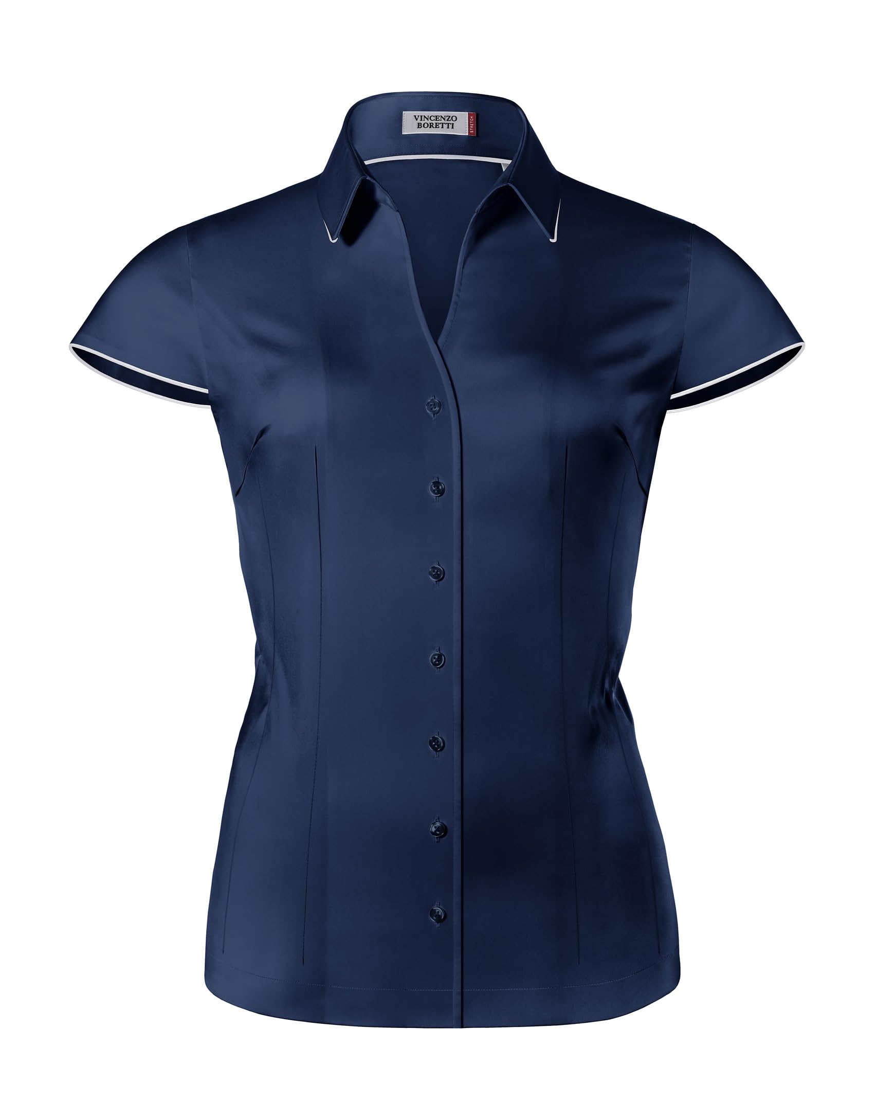 Vincenzo Boretti Damen Bluse besonders tailliert mit Stretch