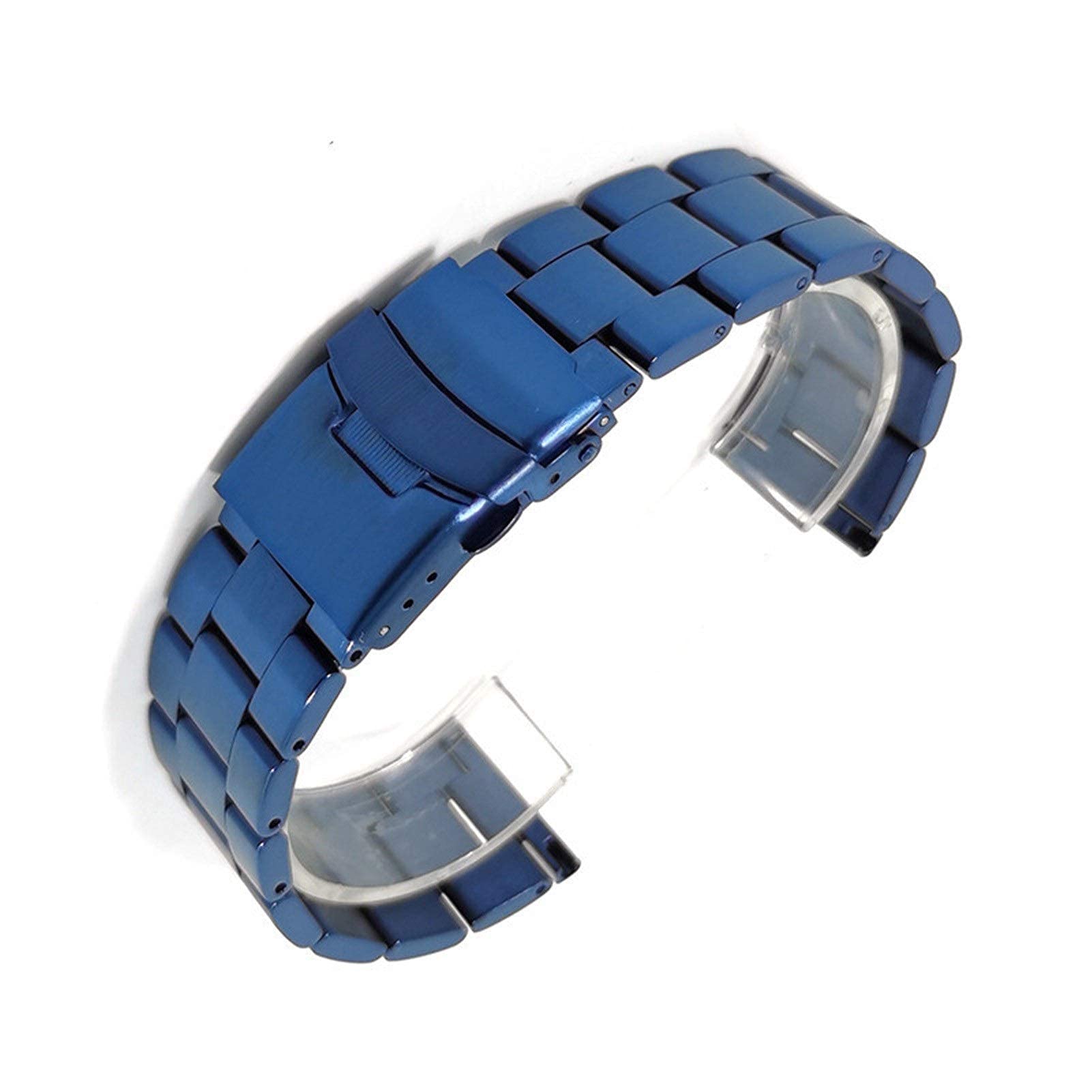 QHQQXN Correa de Reloj, Correa de Acero Inoxidable sólida de 20 mm y 22 mm, Correa Plegable de Metal, Accesorios de Reloj de Pulsera de Repuesto para Hombre