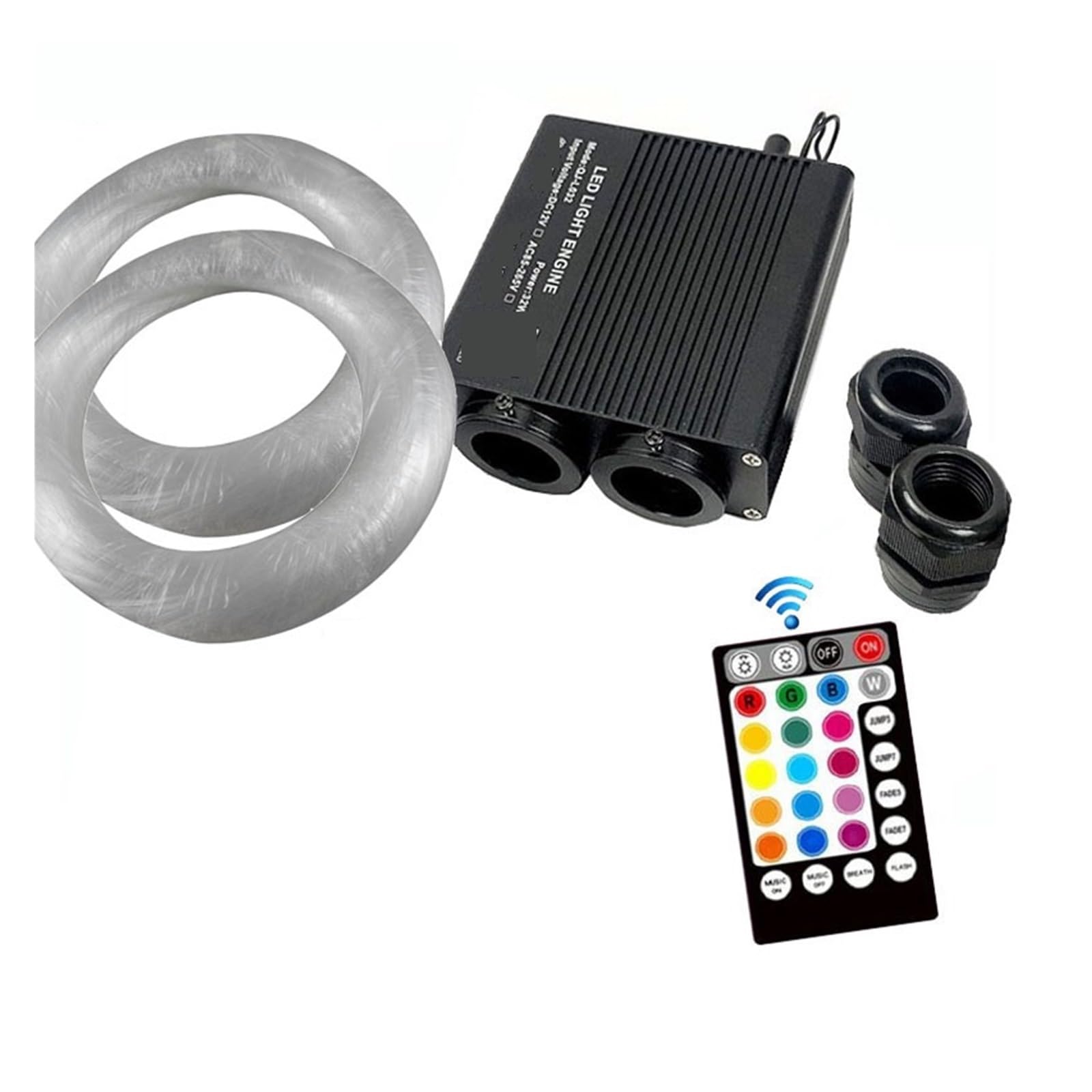 Motor de luz LED RGBW 32W con Control aplicación, Kits fibra óptica sonido Musical for cielo estrellado Fácil de ocultar(2Roll150PCSX1mmX3m)