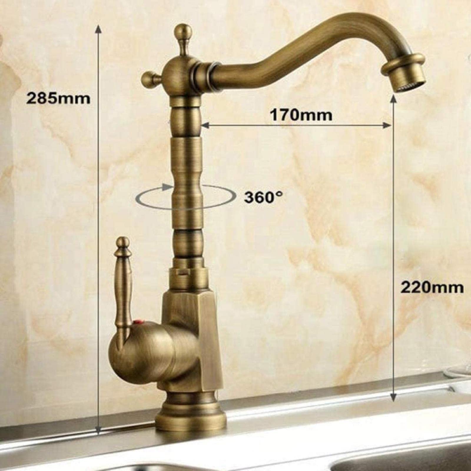 Rubinetto a bocca lunga girevole a 360° - Miscelatore acqua calda/fredda a 1 foro - Senza tubo di alimentazione - Per lavello da bagno e cucina | Leroy Merlin