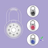 Vista 8 de Candado de combinación de 1 unidad, candado de combinación de esfera fija con diferentes combinaciones, 2 pulgadas de ancho. Placa giratoria azul