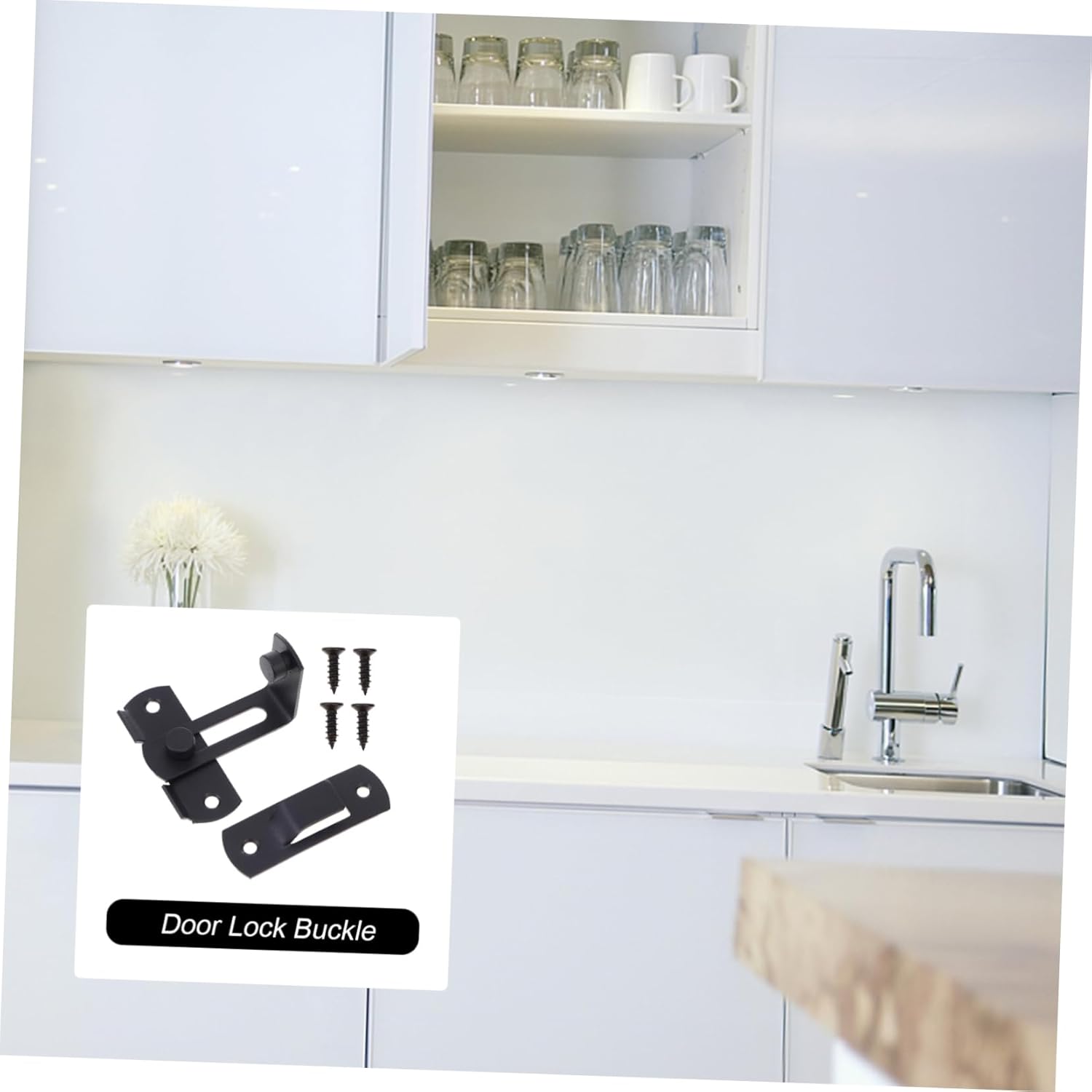 sliding door lock,small bolt lock,2pcs Right Angle Bolt Door Buckle Cabinet Lock Latches Latching Safety Hasp Decorative Retro Lock Right Angle Buckle Lock ( Color : Blackx2pcs , Size : 7x6.2cmx2pcs )