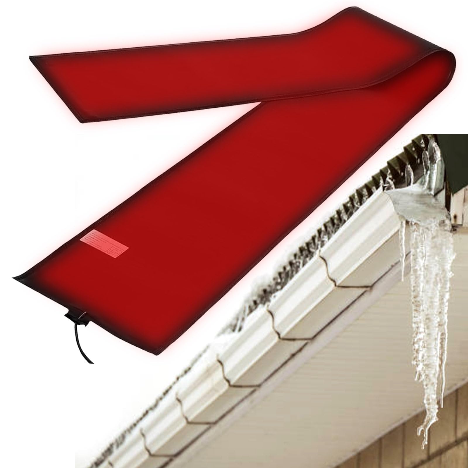 Tapis Chauffants pour Faire Fondre la Neige pour l'extérieur,Panneaux Chauffants Flexibles 122℉ pour gouttière Toit,Tampons Fonte Glace pour Barrage Glace Toit et vallée,360cm/11.8ft