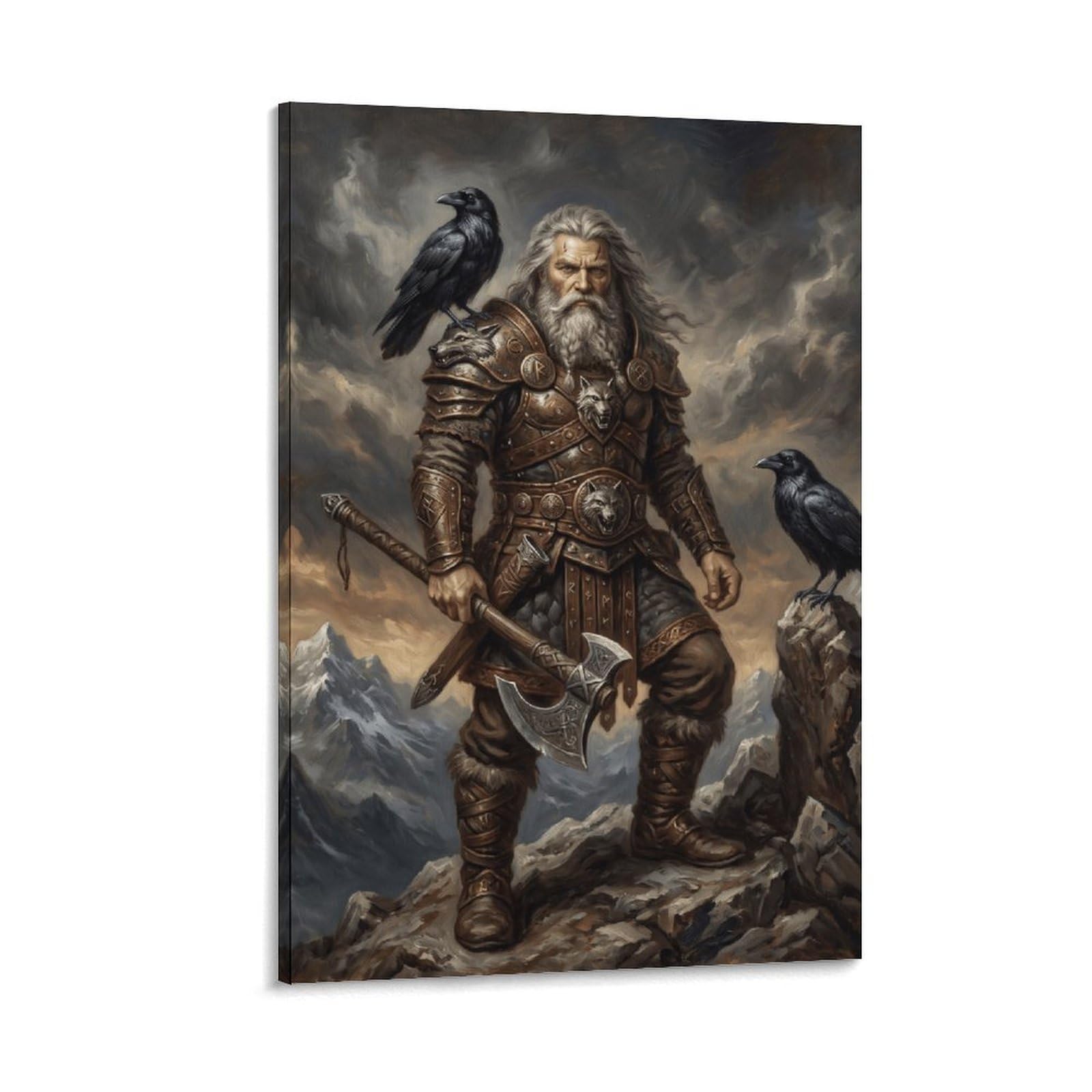 W7C8U2X3 Norse Mythology Odin Canvas Wall Art, Norse Mythology Wall Art