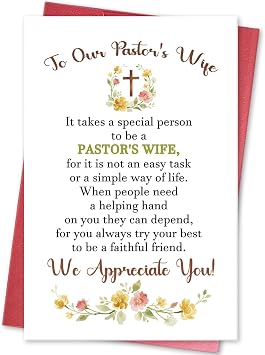 Heartfelt Pastors Wife Thank You Card, Poem Appreciation Card for Pastors Wife, Pastors Wives Birthday Gift for Woman Her, We Appreciate You!