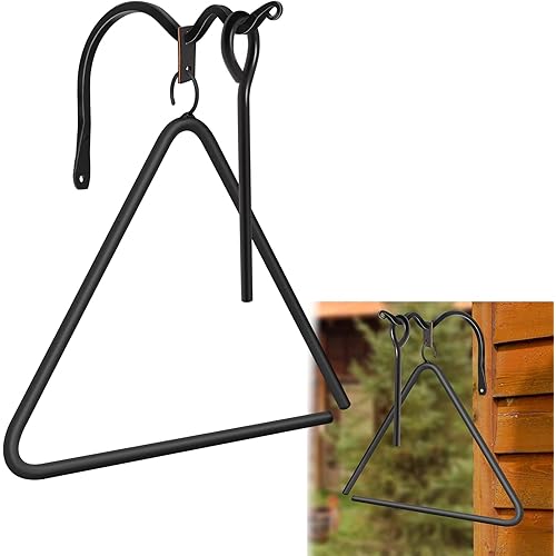 Blacksmith Iron Dinner Bell Hand Made 12“ Triangle Dinner Bell Heavy Duty Primitive Hand-Forged Wrought Iron Triangle Dinner Bell Iron Triangle Chime